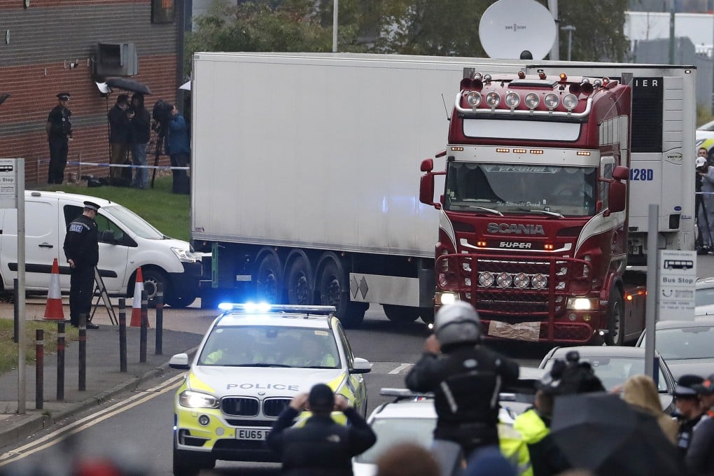 The truck that was found to contain 39 dead bodies. Photo: AP