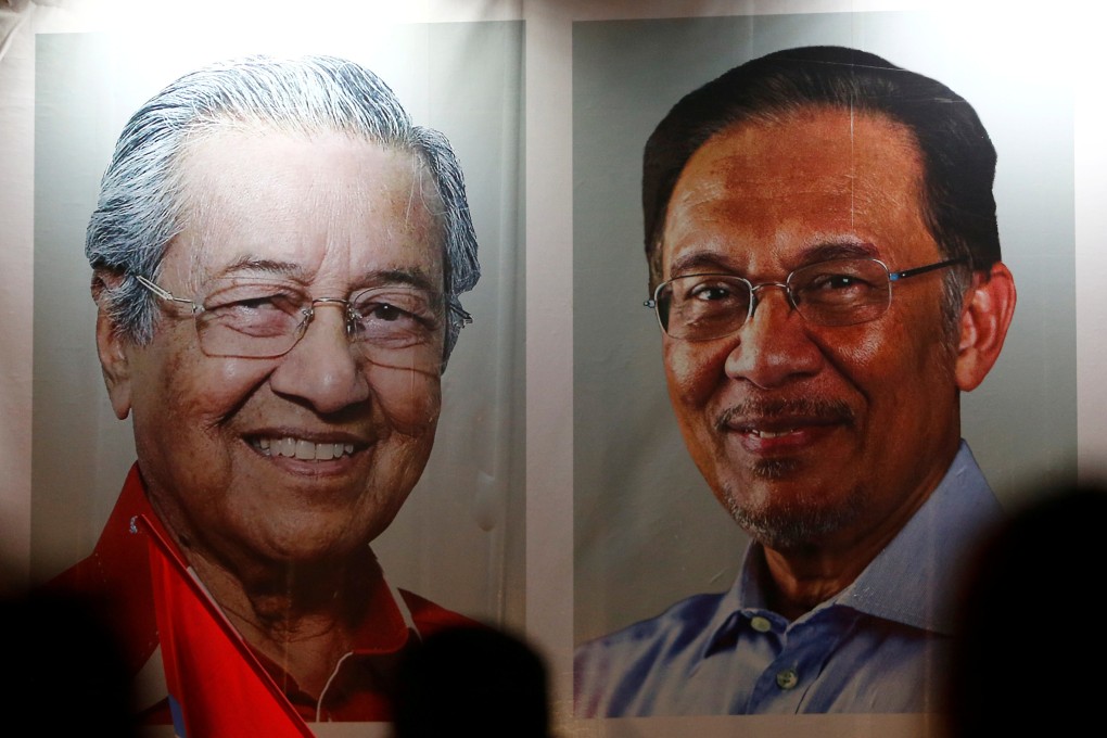 Posters of Malaysian Prime Minister Mahathir Mohamad and leader-in-waiting Anwar Ibrahim at a 2018 rally in Kuala Lumpur. Photo: Reuters