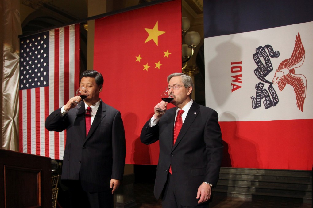 Xi Jinping, then China’s vice-president, is welcomed by then-governor of Iowa Terry Branstad in the governor's office in Des Moines, in February 2012. Branstad, who has cultivated a decades-long relationship with China and with Xi, has nonetheless defended tough new policies as the Trump administration’s ambassador to China. Photo: Reuters