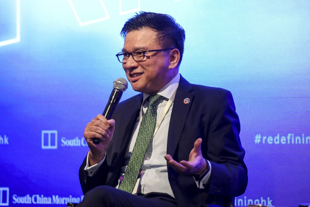 Chan Ka-keung, chairman of WeLab virtual bank, speaking at the “Redefining Hong Kong Forum” in Admiralty on Wednesday. Photo: Xiaomei Chen