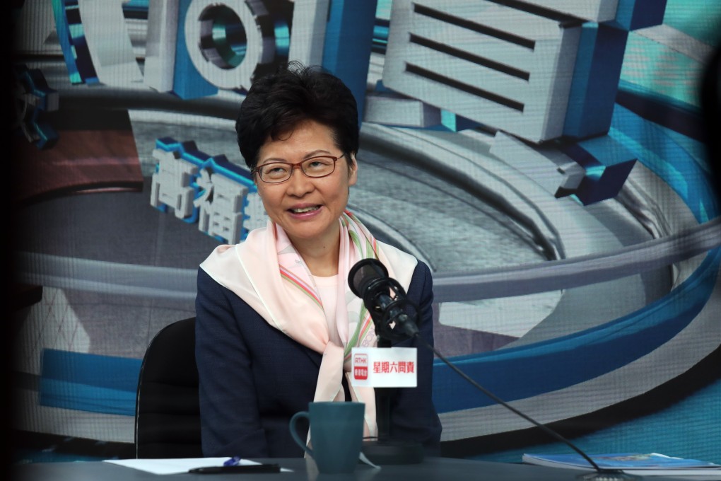 Chief Executive Carrie Lam attends a radio programme called “Accountability” at RTHK on October 19. Photo: Xiaomei Chen