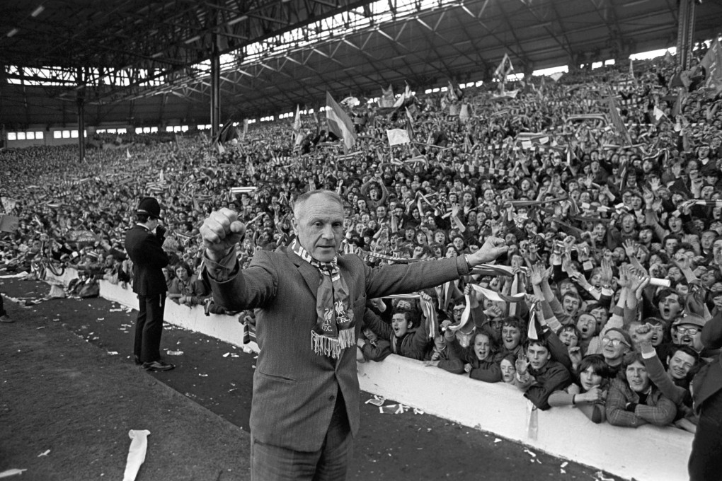 Liverpool manager Bill Shankly receives the acclaim of the Kop after Liverpool clinched the Football League Championship. Photo: Peter Robinson/EMPICS via Getty Images