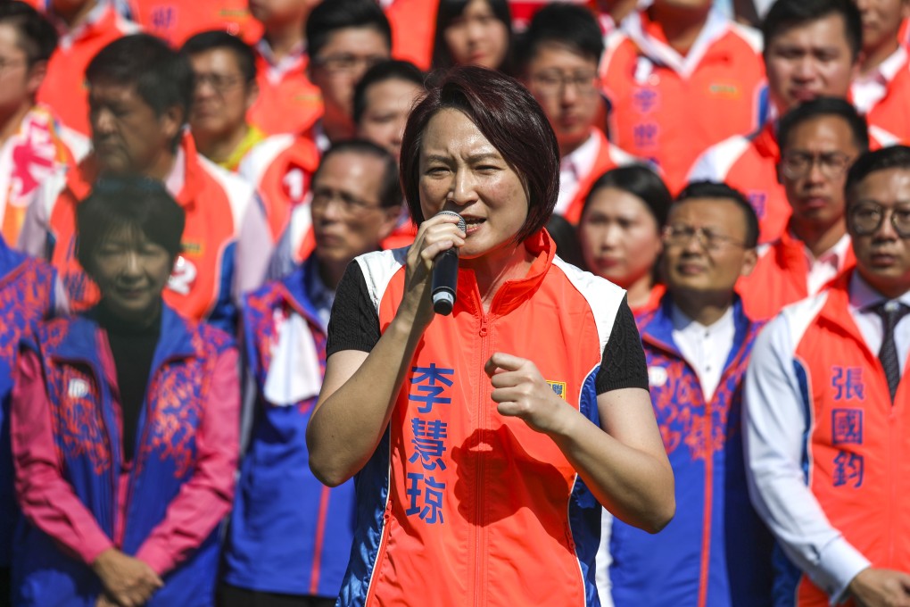 DAB chairperson Starry Lee Wai-king is flanked by party members at an rally in Tamar Park, Admiralty, on November 21. Lee offered to step down after the party’s poor showing at the district council elections, but the party did not accept her resignation. Photo: Xiaomei Chen