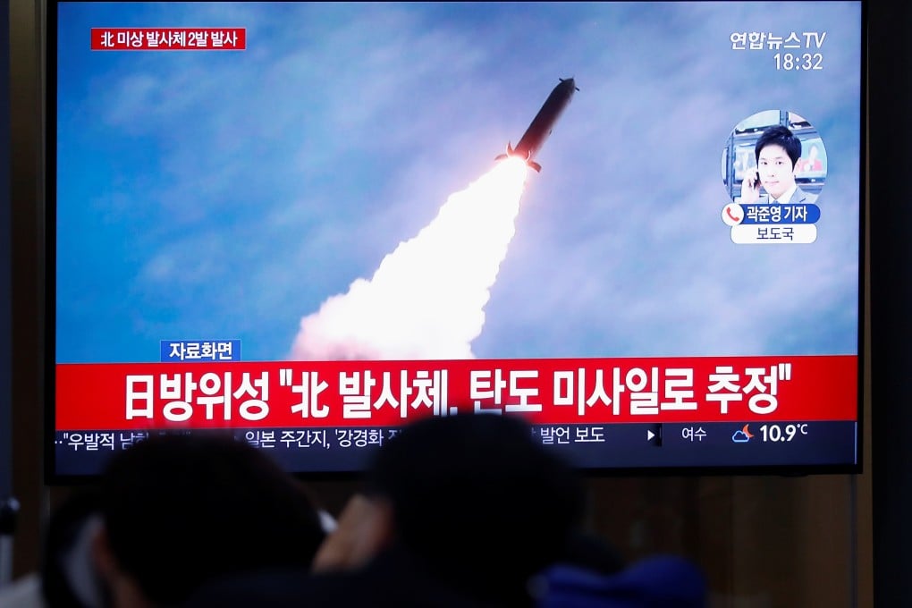 South Korean news coverage of North Korea firing an unidentified projectile. Photo: Reuters