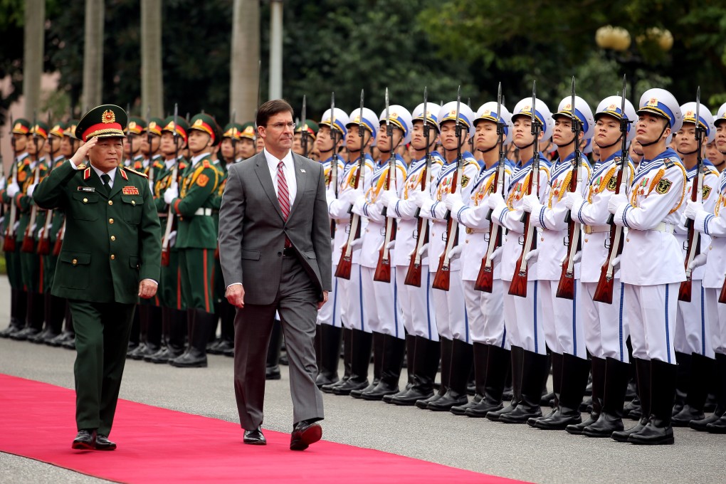 US Secretary of Defence Mark Esper reviews a Vietnamese honour guard on his recent visit to Asia. Photo: EPA-EFE