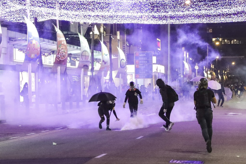 Riot police fire tear gas at protesters in Hung Hom after an anti-government rally on December 1, a week after Hong Kong’s District Council elections. Photo: Edmond So