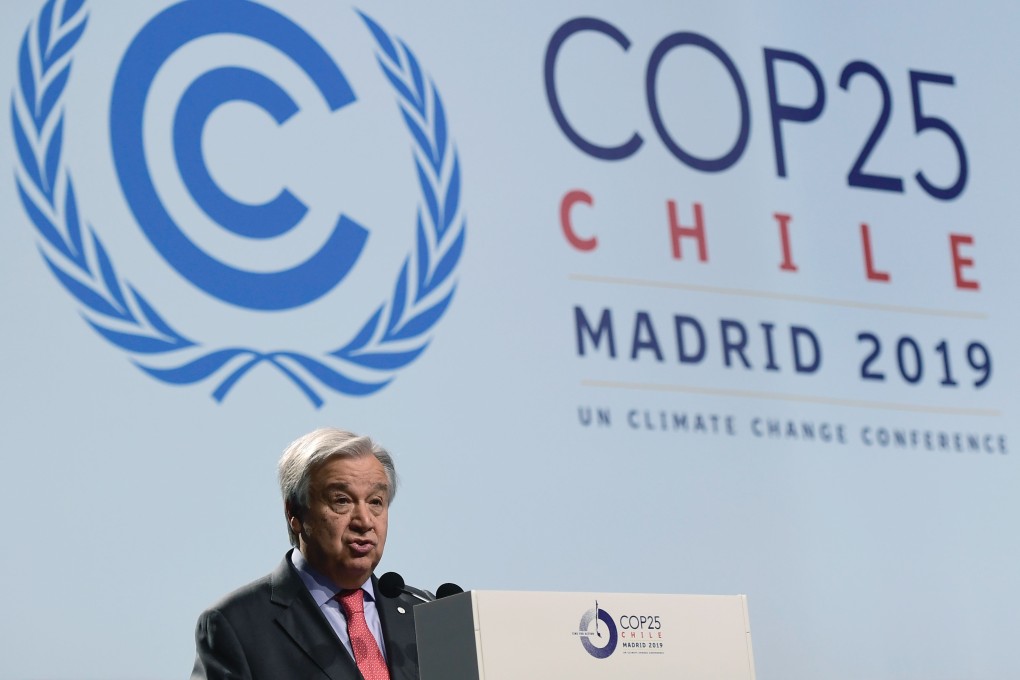 United Nations Secretary General Antonio Guterres speaks at the opening of the UN Climate Change Conference COP25 in Madrid, Spain. Photo: AFP