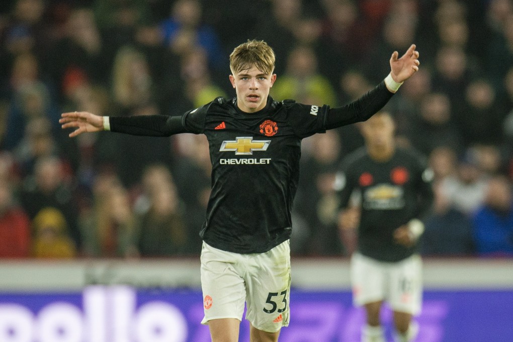 Manchester United's Brandon Williams celebrates scoring against Sheffield United. Photo: EPA