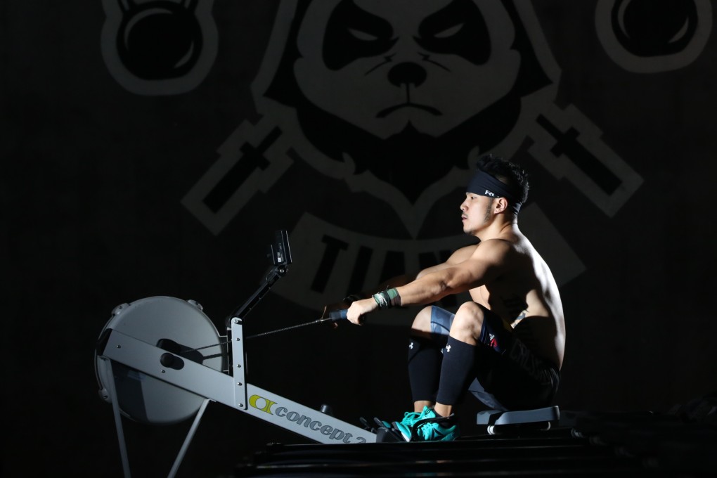 Eric Zhu Chen on a rowing machine at CrossFit Tianfu in Chengdu. Photo: Handout