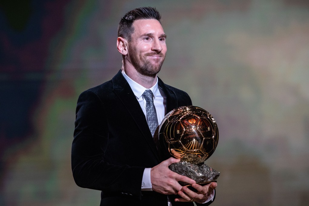 Barcelona's Argentinian forward Lionel Messi poses with the 2019 Ballon d’Or trophy. Photo: Xinhua