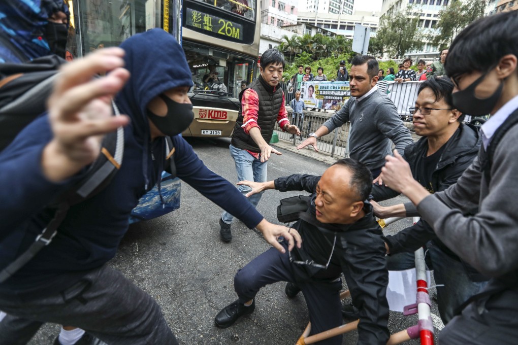 Scuffles break out between protesters and those who oppose them in Kwun Tong on November 20. Photo: Xiaomei Chen