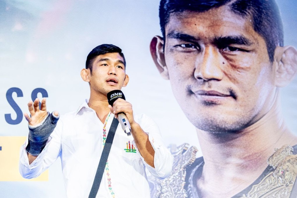 Aung La N Sang speaks to his Myanmar fans at a meet and greet in Kuala Lumpur. Photo: One Championship