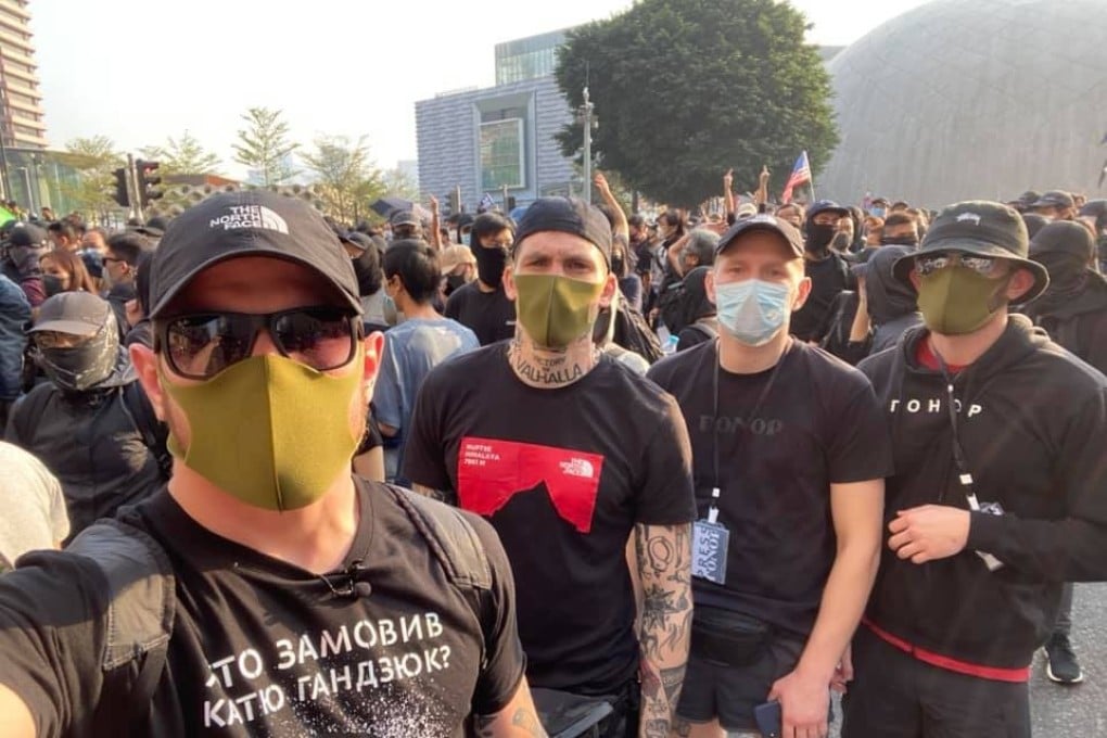 Members of Ukrainian activist group Gonor attend a march in Tsim Sha Tsui in Hong Kong on December 1. Photo: Facebook
