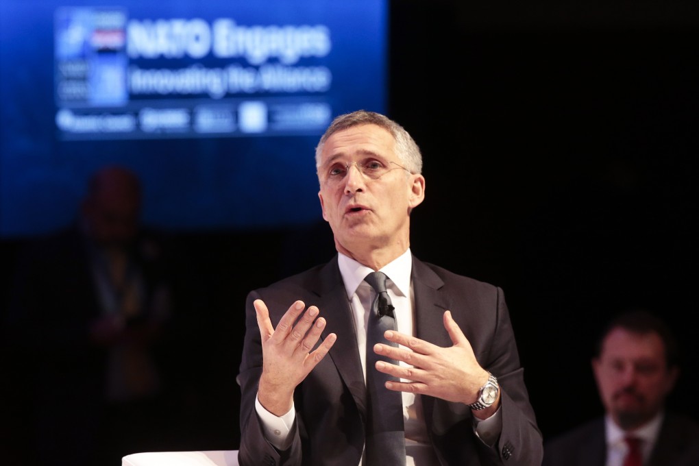 Nato secretary general Jens Stoltenberg at a conference ahead of the Nato summit in London on Tuesday. Photo: EPA-EFE