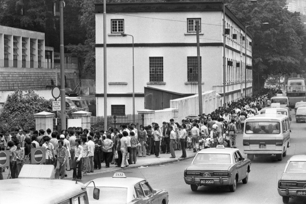 Nearly 2,000 Chinese people, most of them illegal immigrants, queue outside the Immigration Department offices in Queen's Road East to apply for identity cards or extensions of permits to stay in Hong Kong, in May, 1979. Photo: Sunny Lee