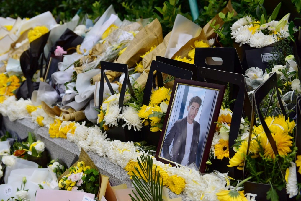 A makeshift memorial for Godfrey Gao has been set up at a filming site in Ningbo, Zhejiang province. Photo: Reuters