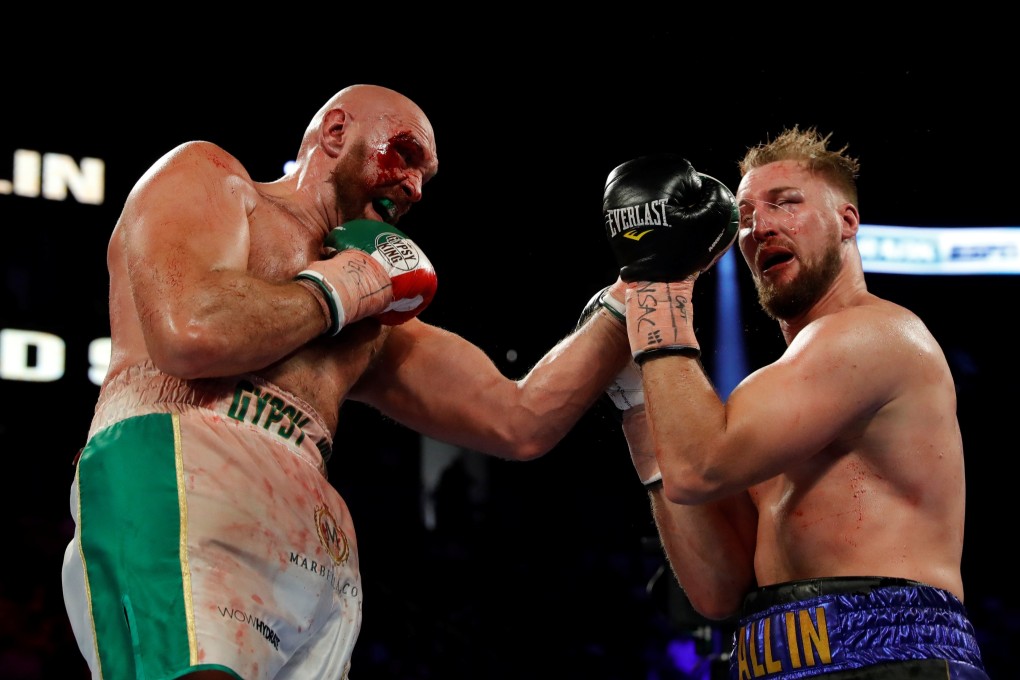 Tyson Fury in action with Otto Wallin. Photo: Reuters