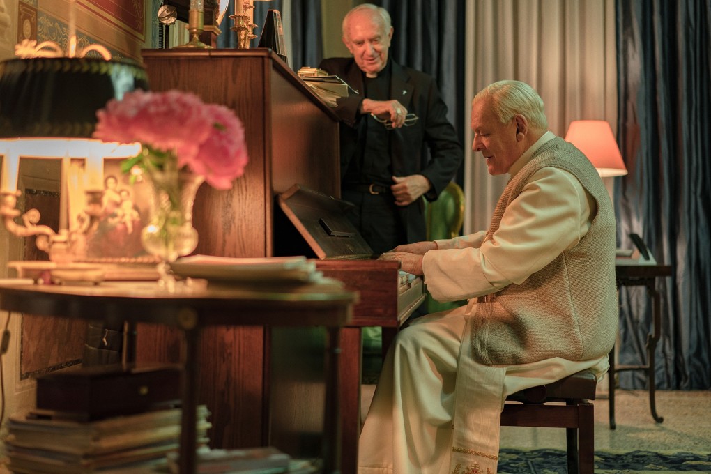 Jonathan Pryce (left) and Anthony Hopkins in Netflix’s The Two Popes. Photo: Peter Mountain/Netflix