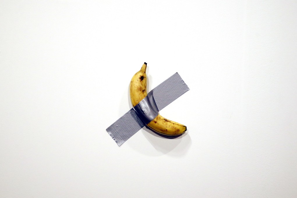 On Friday, the art gallery Perrotin sold three editions of the banana installation for at least US$120,000, stirring buzz and controversy in the art world. Photo: EPA
