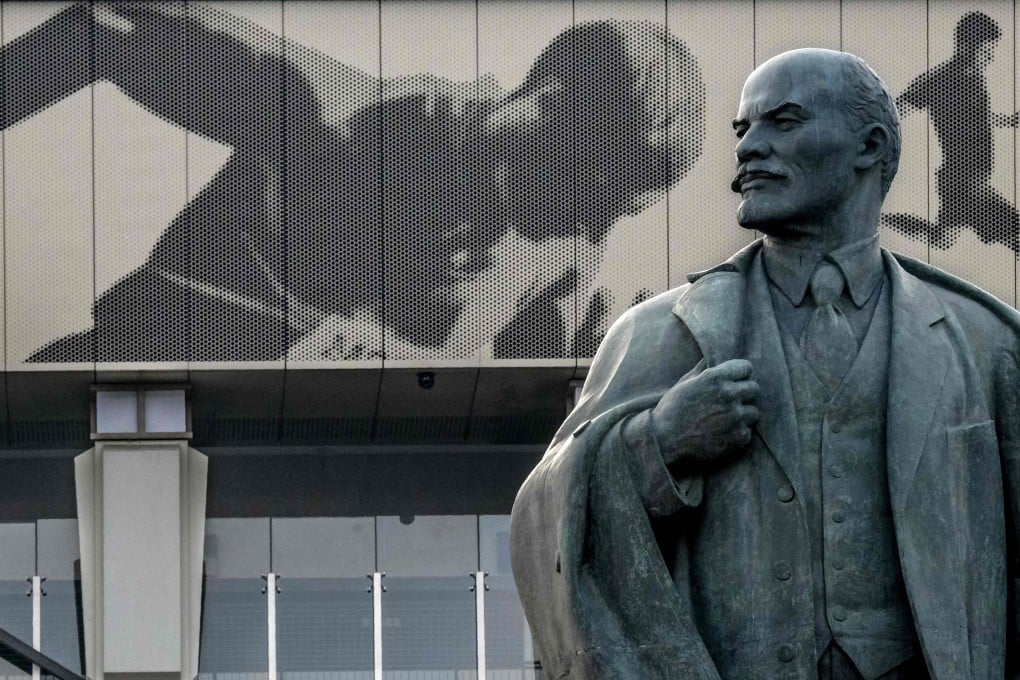 A statue of Soviet leader Vladimir Lenin stands in front of the Luzhniki stadium in Moscow. Photo: AFP