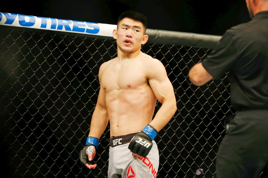 Song Yadong reacts after being penalised in his fight against Cody Stamann during UFC Fight Night at Capital One Arena. Photos: USA TODAY Sports