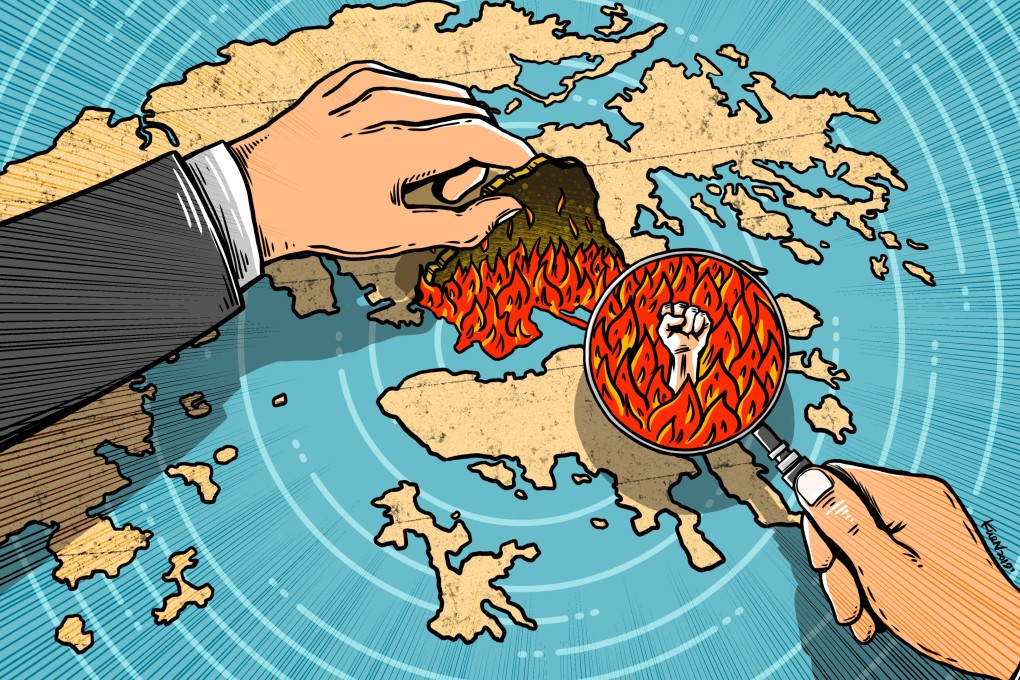 Protests have caused major disruptions across Hong Kong for six months. Illustration by Lau Ka-kuen