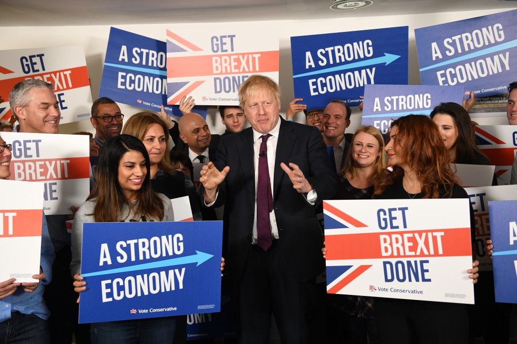 UK Prime Minister Boris Johnson speaks at the Conservative Campaign Headquarters Call Centre. Photo: dpa