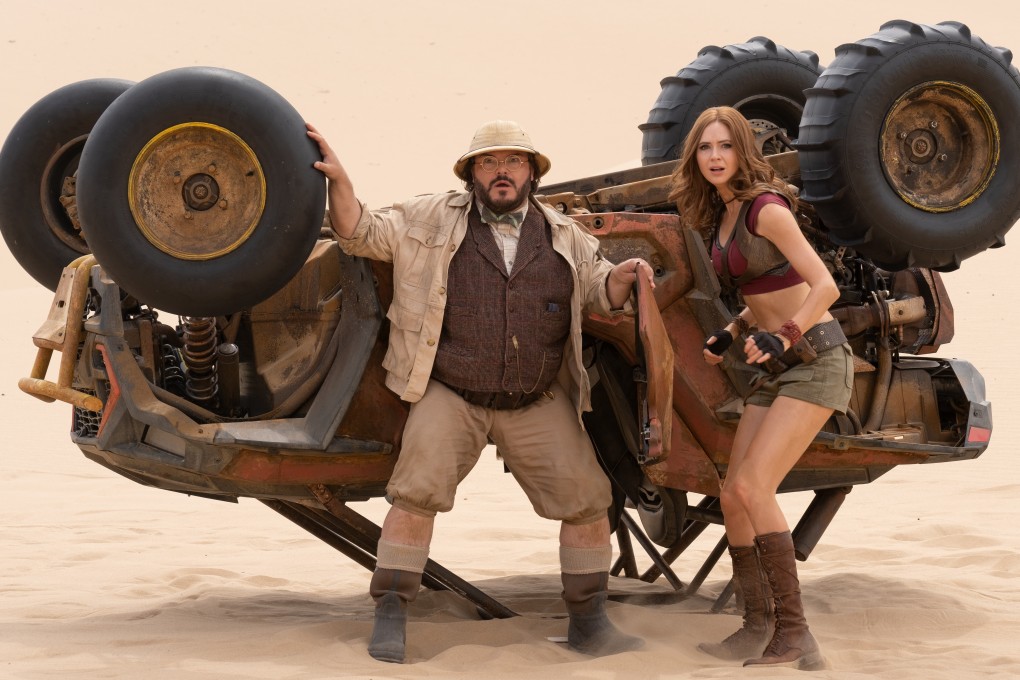 Jack Black and Karen Gillan in a still from Jumanji: The Next Level.