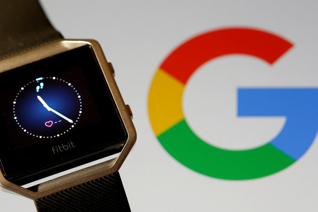 A Fitbit Blaze watch is seen in front of a displayed Google logo in this illustration picture. Photo: Reuters