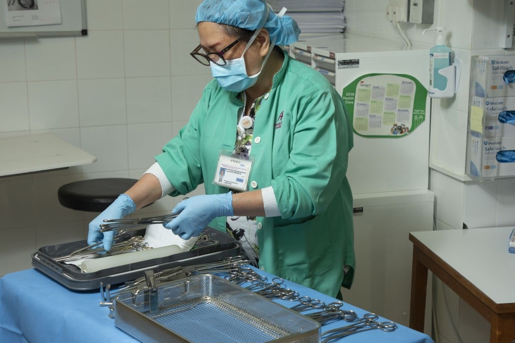 Surgical staff at Hong Kong Adventist Hospital – Stubbs Road, in Happy Valley – which carries out about 3,800 operations each year – must carefully prepare the specific equipment and surgical instruments requested by doctors before each surgery. Photo: Frank Freeman