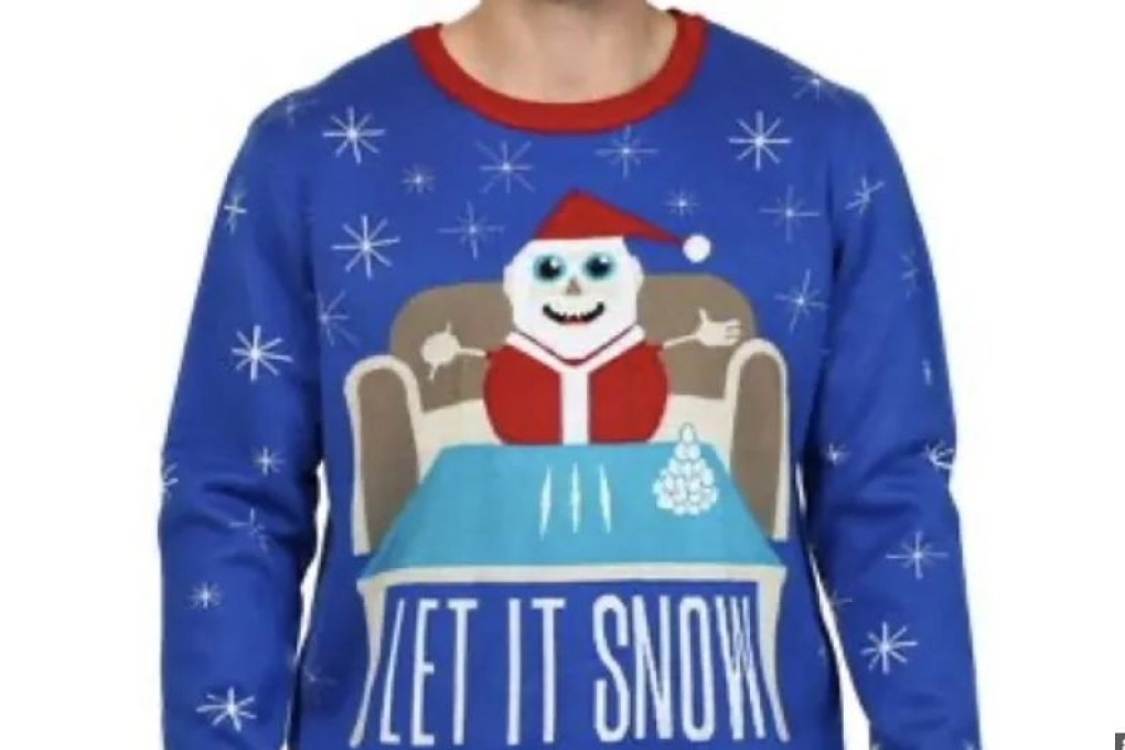 Walmart Canada apologised and removed several holiday jumpers sold by a third-party seller, including one featuring an image of Santa Claus seated at a table with three white lines that appeared to be cocaine. Photo: Walmart
