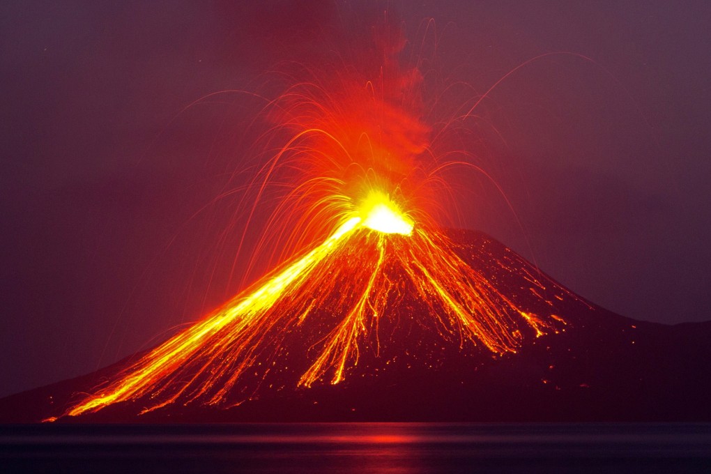 Lava streams down Anak Krakatoa volcano during an eruption in July 2018. Photo: Reuters