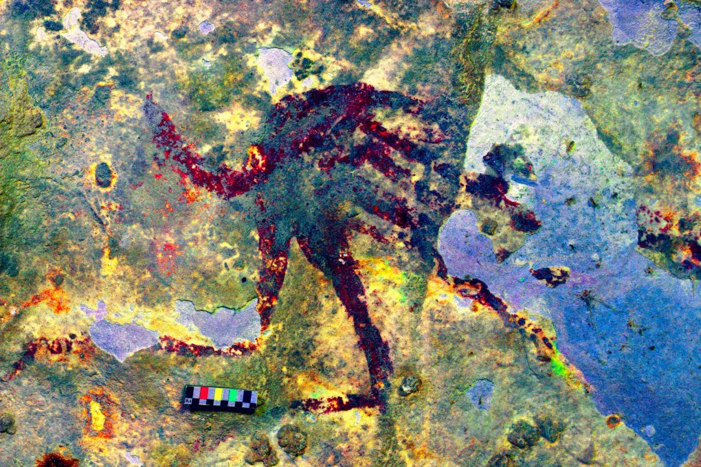Cave art inside Bulu Sipong 4, Sulawesi, Indonesia. Photo: Handout via AFP