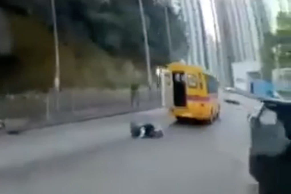 The video, which has been circulated widely among parents on social media, was captured by the vehicle behind the bus. Photo: Facebook