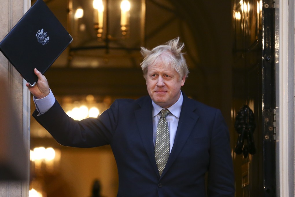 Boris Johnson, prime minister, gestures after delivering a speech outside number 10 Downing Street in London on Friday. Photo: Bloomberg