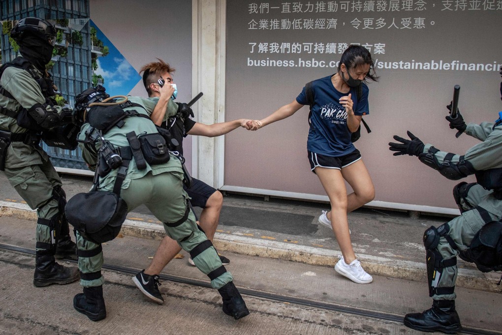 Protesters and police clash during a demonstration on Hong Kong Island. Photo: EPA