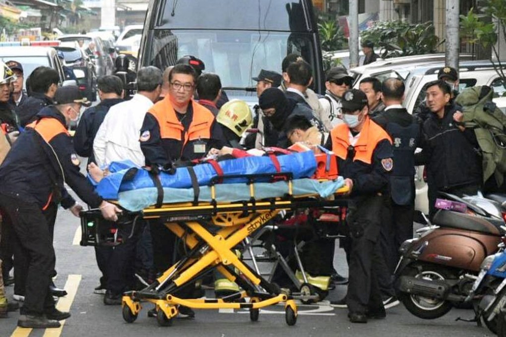 The suspect was taken to hospital after being shot by police in Kaohsiung. Photo: CNA