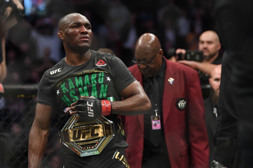 Kamaru Usman celebrates after beating Colby Covington at UFC 245. Photo: USA Today Sports