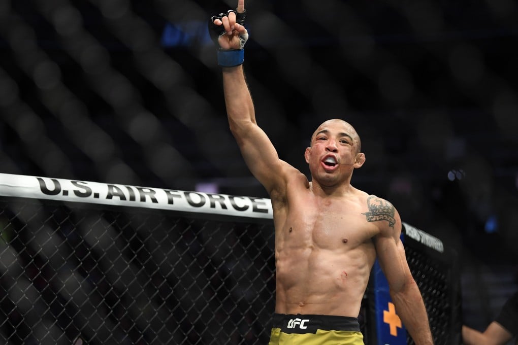 Jose Aldo reacts after his bout against Marlon Moraes during UFC 245 at T-Mobile Arena. Photo: USA TODAY Sports