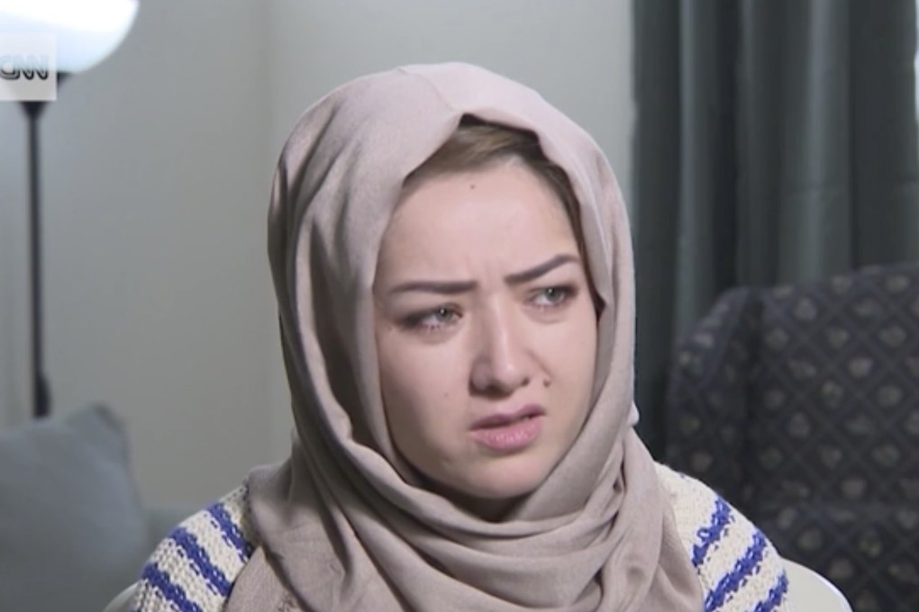 Uygur woman Mihrigul Tursun telling of her experiences inside China’s Xinjiang internment camps on a CNN news report. Source: CNN
