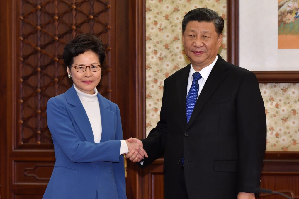 Hong Kong Chief Executive Carrie Lam met China’s President Xi Jinping in Beijing on Monday. Photo: Handout from ISD