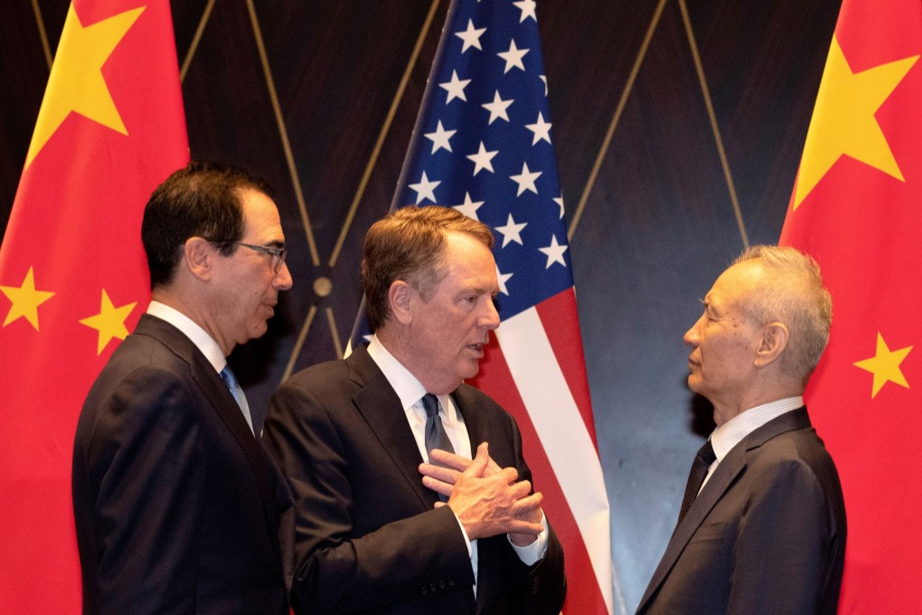 US Trade Representative Robert Lighthizer, center, with Chinese Vice Premier Liu He, right, and US Treasury Secretary Steven Mnuchin in July. Photo: Reuters
