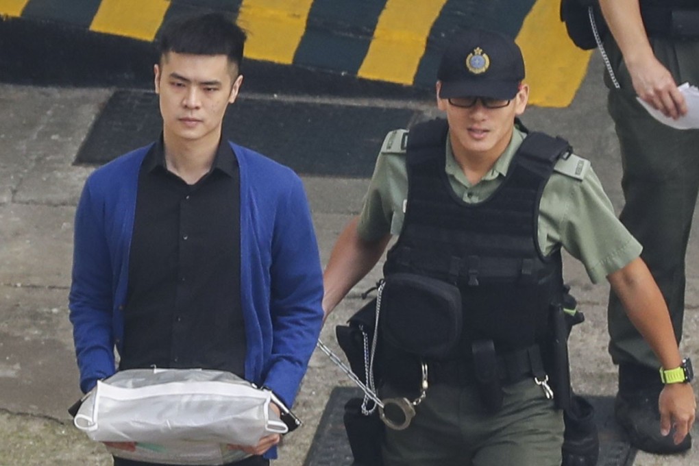 Cheung Sin-hang is escorted away from Lai Chi Kok Detention Centre, as he heads to court for sentencing. Photo: Winson Wong