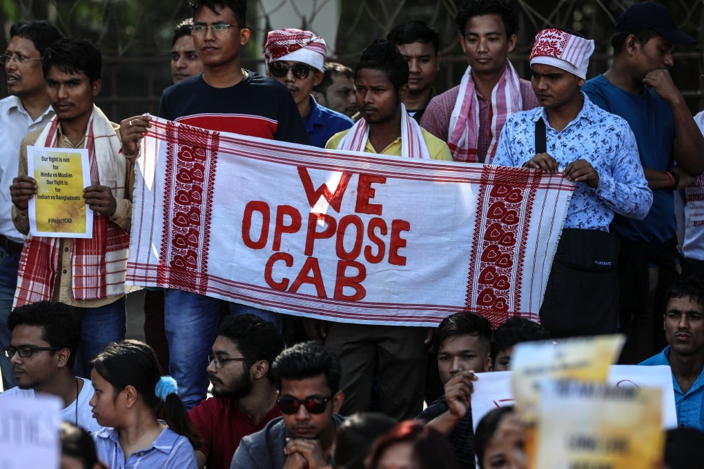 People in Assam protest against the Citizenship (Amendment) Bill (CAB). Photo: EPA