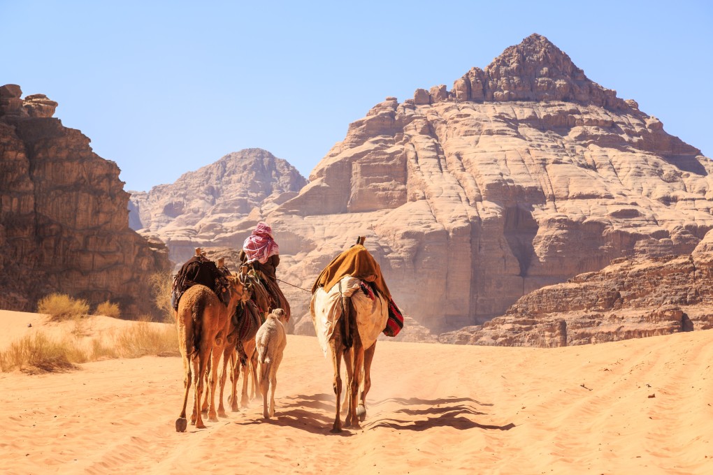 Camels in Wadi Rum, in Jordan, which serves as a location for the Star Wars film, The Rise of Skywalker. Photo: Shutterstock