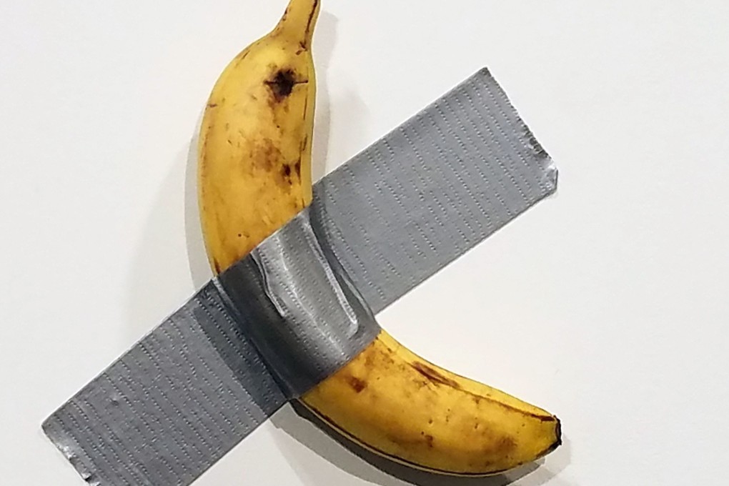 “Comedian” by Italian artist Mauricio Cattelan at Art Basel Miami Beach in the US state of Florida. The exhibit highlighted the absurdity of the contemporary art market; Design Week Miami, staged at the same time, took a more optimistic to the power of human creativity.