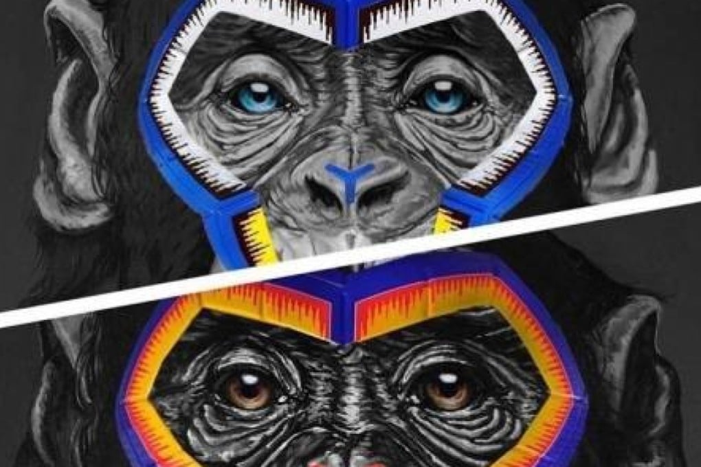 The three monkeys, created by artist Simone Fugazzotto, representing people in the anti-racism campaign. Photo: Handout