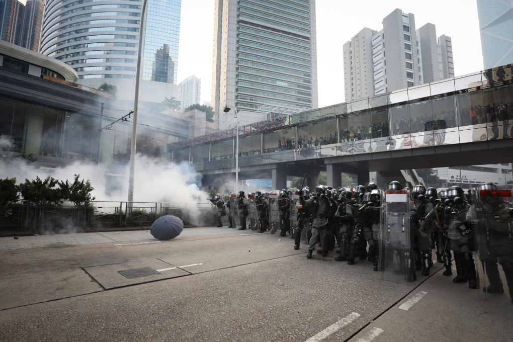 Riot police fire tear gas at protesters in Queensway, Admiralty, in September. Google searches in Hong Kong this year have been dominated by the protests. Photo: James Wendlinger