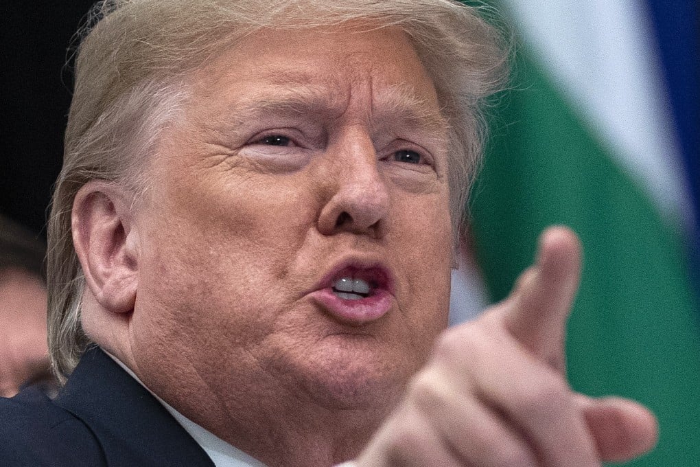 US President Donald Trump gestures as he speaks during a working lunch in Watford, England, on December 4. Photo: AP