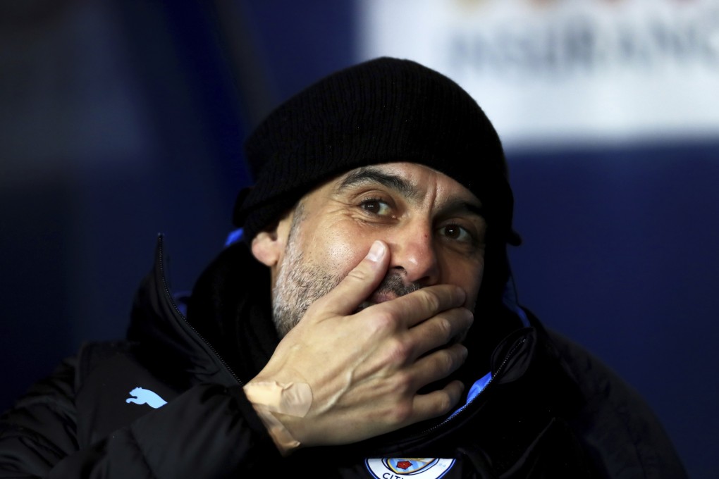 Manchester City head coach Pep Guardiola watches his side in the EFL Carabao Cup against Oxford United. Photo: AP